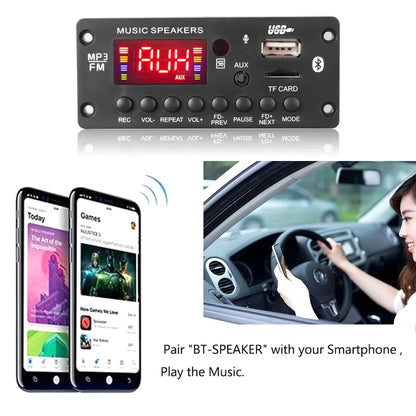 2*25W 50W Amplifier 12V MP3 Player Decoder Board Bluetooth 5.0 Car FM Radio Module TF USB AUX WMA Player Decoder Handsfree