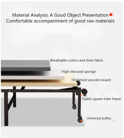 Four fold bed office nap bed nap tool factory directly operated office nap bed carrying wheeled marching bed