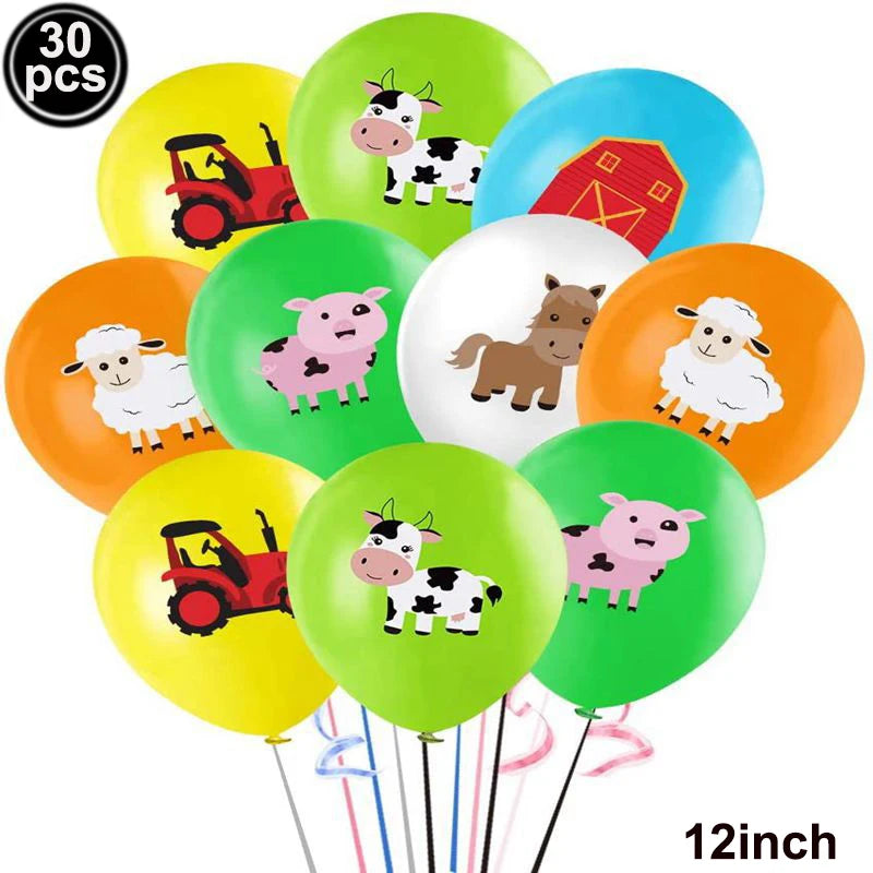 Farm Animals Tableware Plates Cups Napkins Tablecloth Farm Birthday Party Decor Birthday Banner Farm Animals Pig Cow Balloon