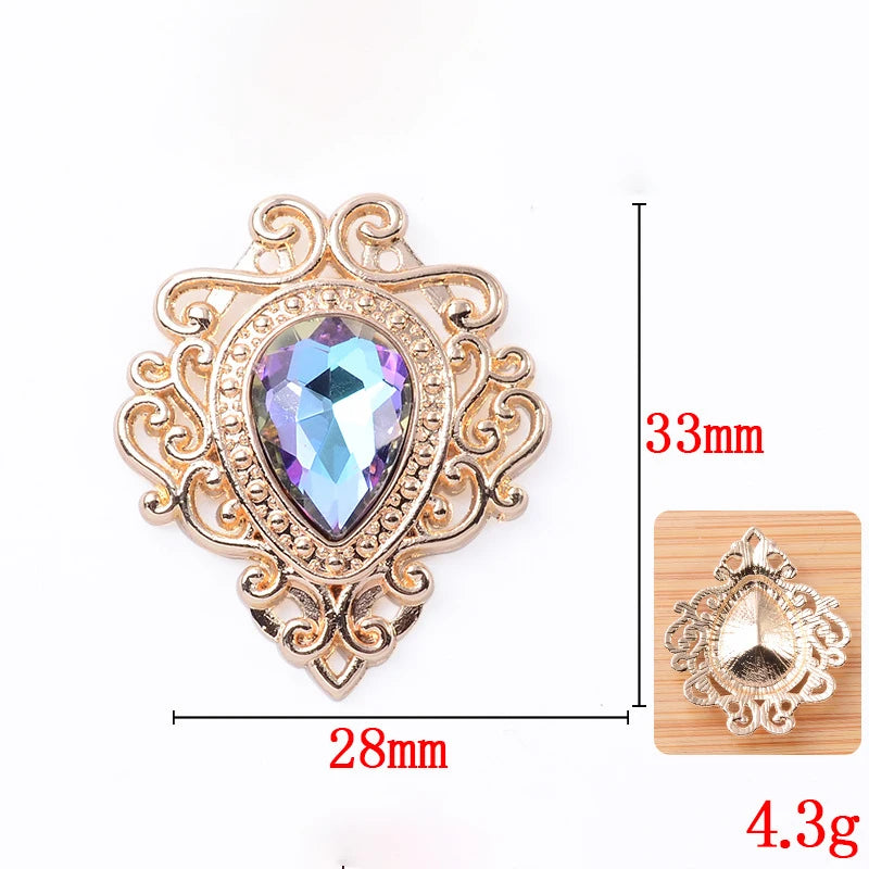 33*28mm Droplet diamond pendant accessories, flat bottom brooch accessories, DIY accessories, headwear accessories 10PCS