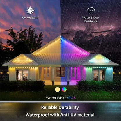 Permanent Outdoor Lights for House Smart Outside Christmas Eaves Light Waterproof Eaves Lights Remote APP Control Music Sync