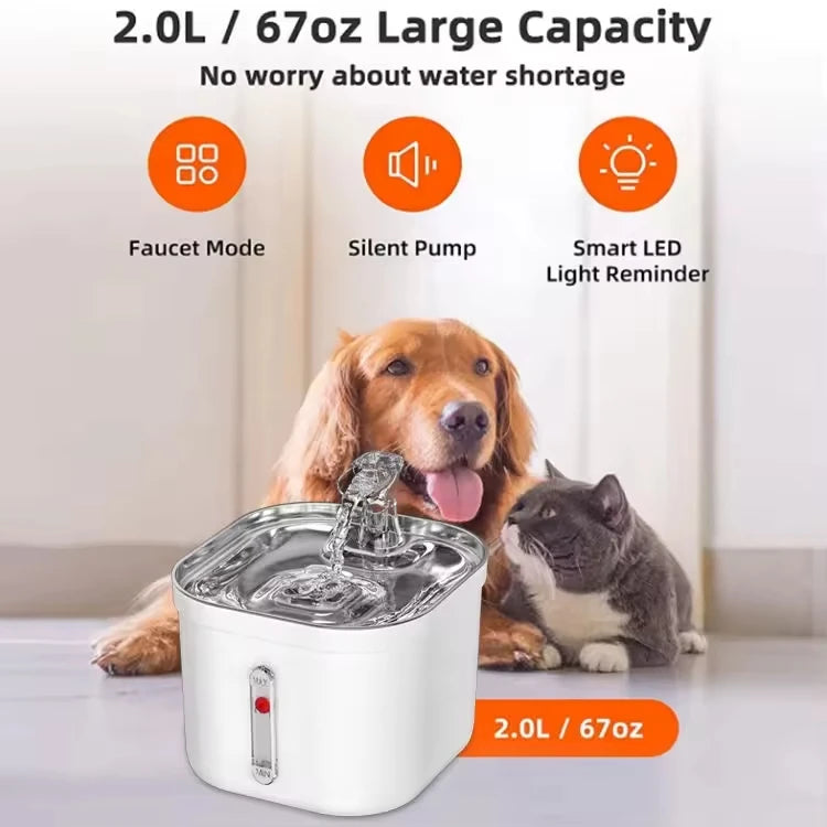 Cat Water Fountain Stainless Steel Pet Water Fountain for Cats Inside 1Filters&Ultra-Quiet Pump 2.2L/73oz Dog Pet Water Fountain