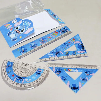 4pcs/Set Disney Stitch Drawing Ruler Set Student Study Stationery Ruler Student Stationery Supplies Measuring Tools