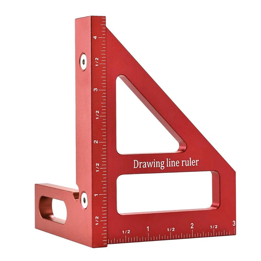 Multi-Angle Measuring Ruler,45/90 Degree Aluminum Alloy Woodworking Square Protractor,Miter Triangle Ruler Easy To Use Red