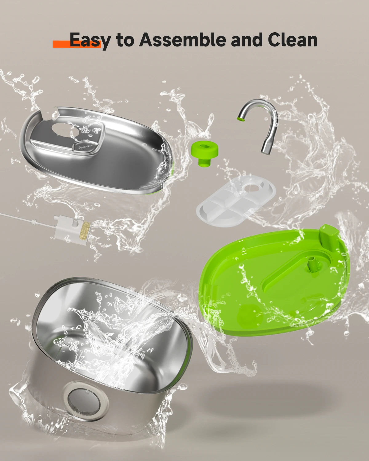 Apetdola 7L/236oz Dog Water Fountain Stainless Steel Dog Water Bowl Automatic Pet Drinker Water Dispenser for Multiple Pets