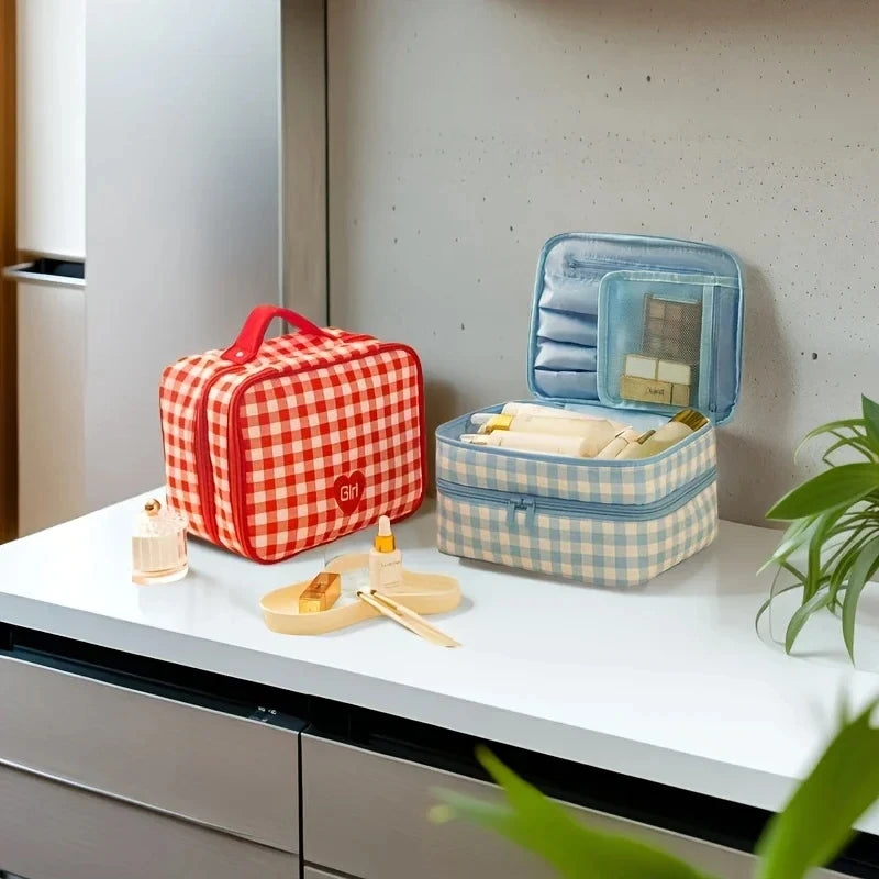 Storage Organizer Large Capacity Makeup Bag Portable Double-layer Clothing Storage Bag Handheld Waterproof Toiletry Bag Girl