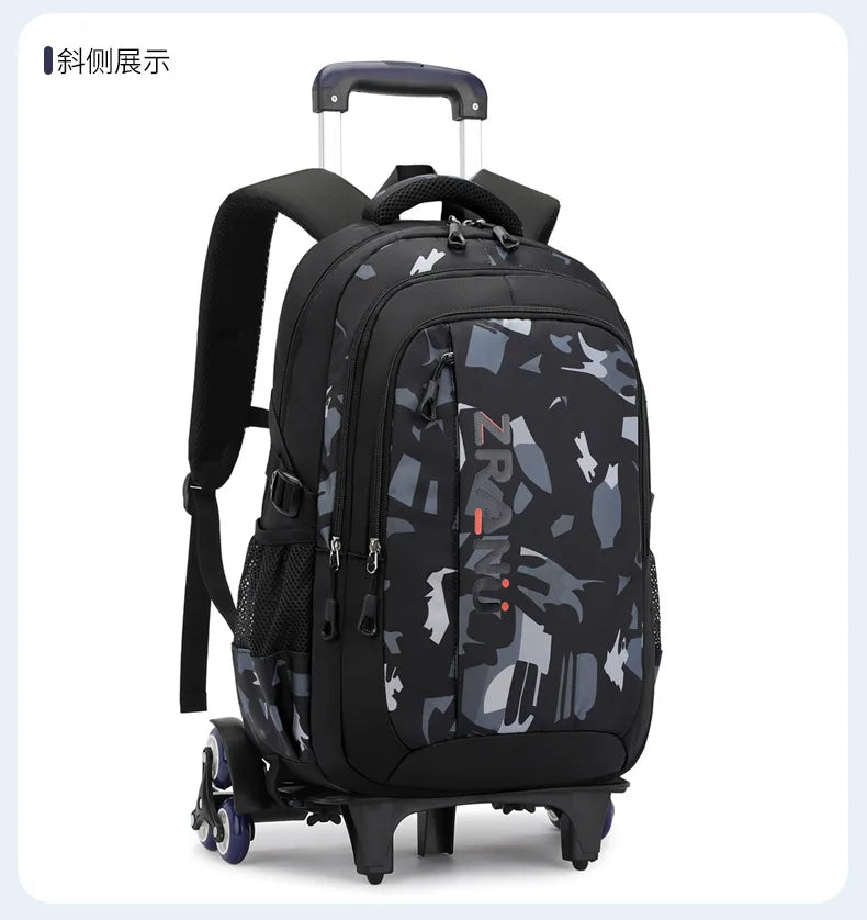School Rolling backpack bag School Bags with wheels Student wheeled Backpacks for boys Children School Trolley Bag Waterproof