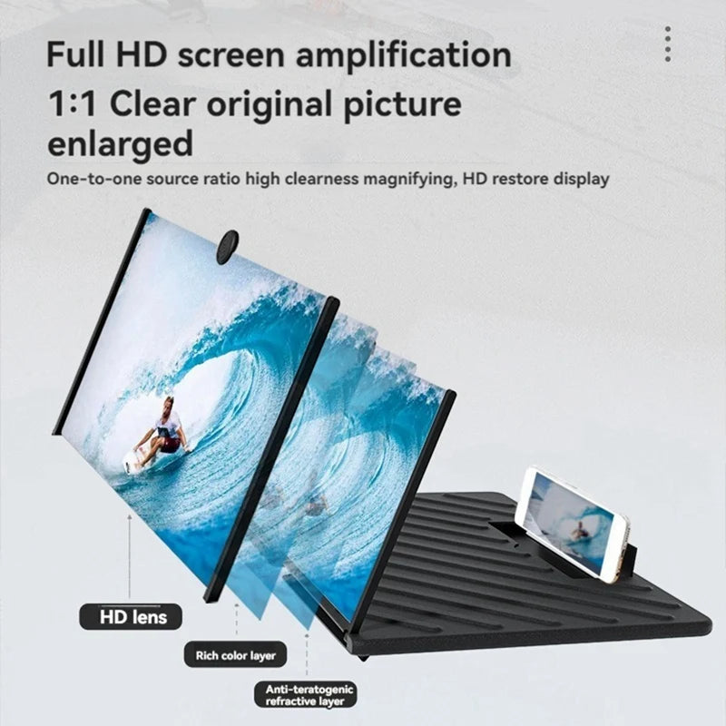 Y17A 20 Inch Screen Magnifier 3D HD Phone Magnification Projector Screen Magnification Compatible With All Smartphones