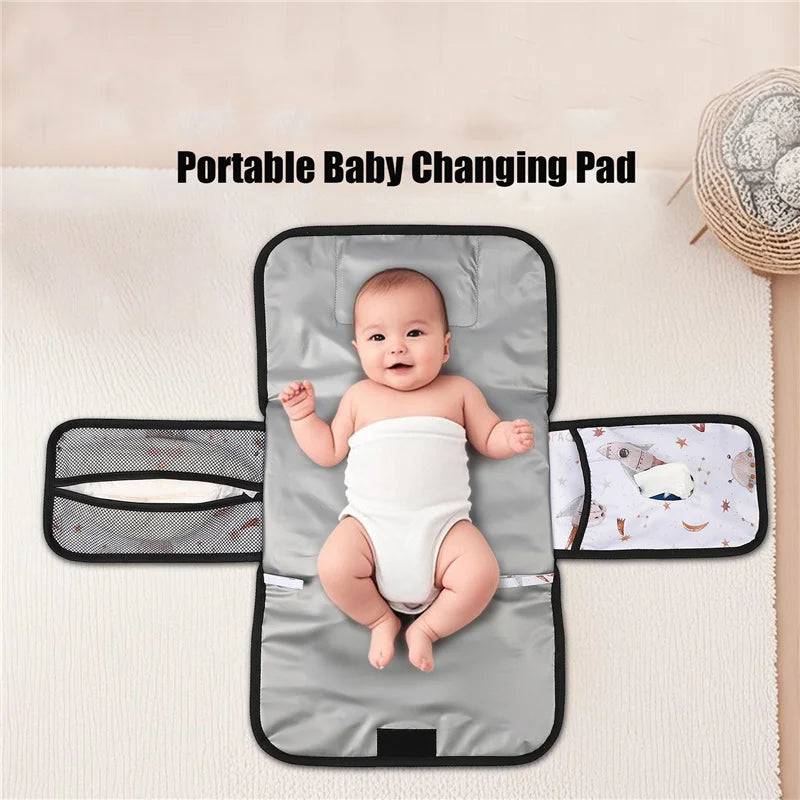 Waterproof Baby Changing Pad For Baby Girls Folding Portable Newborn Travel Diaper Mat With Wipes Pocket Baby Showers Gift