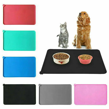 Silicone Pet Food Mat - Waterproof & Non - Stick Feeding Pad for Dogs & Cats - Anti - Spill Feeder Tray Placemat