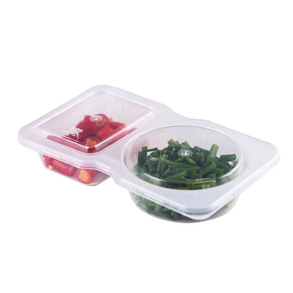 20pcs Plastic Double Compartment Condiment Containers with Lids, Reusable, Disposable 2-Compartment Snack Cups for To-Go Sauces