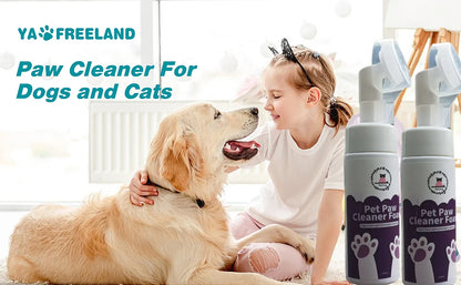 Clean Paws | No-Rinse Dog Paw Cleaner & Puppy Paw Washer | Gentle, Fragrance-Free, pH Balanced Foaming Cleanser with Silicone Br