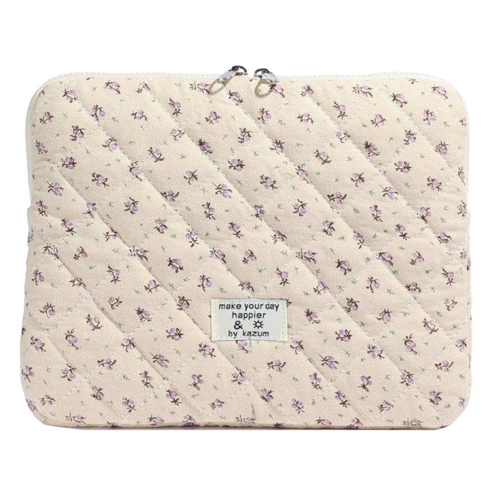 Laptop Sleeve for 11-15 Inch Laptop Tablet Puffy Quilted Floral Laptop Case Coquette Aesthetic Puffy Laptop Sleeve Cover Case
