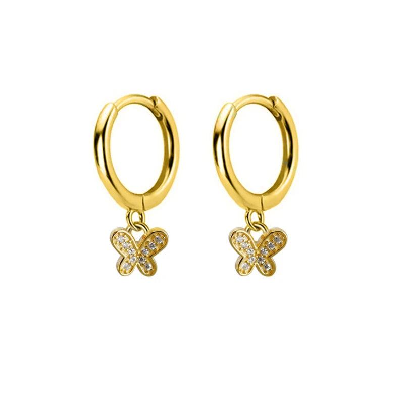 Geometric Zircon Round Bee Butterfly Hoop Earring for Women Cute Animal Huggie Ear Ring Jewelry Pendientes Wholesale