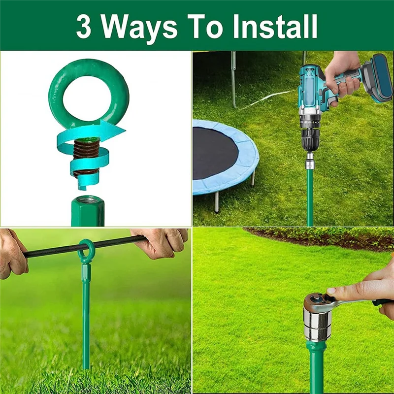 18in Ground Anchors Kit,Helix Earth Ground Anchor,Heavy Duty Shed Anchor Hook for Camping Tent,Canopies,Swing Sets,4Pcs HOT