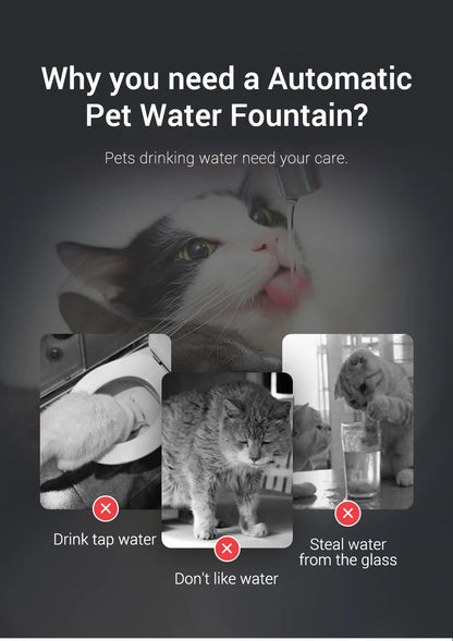 ROJECO Automatic Cat Water Fountain Smart Pet Water Dispenser with Pump for Dog Rechargeable Drinking Filter Cat Drinking Supply