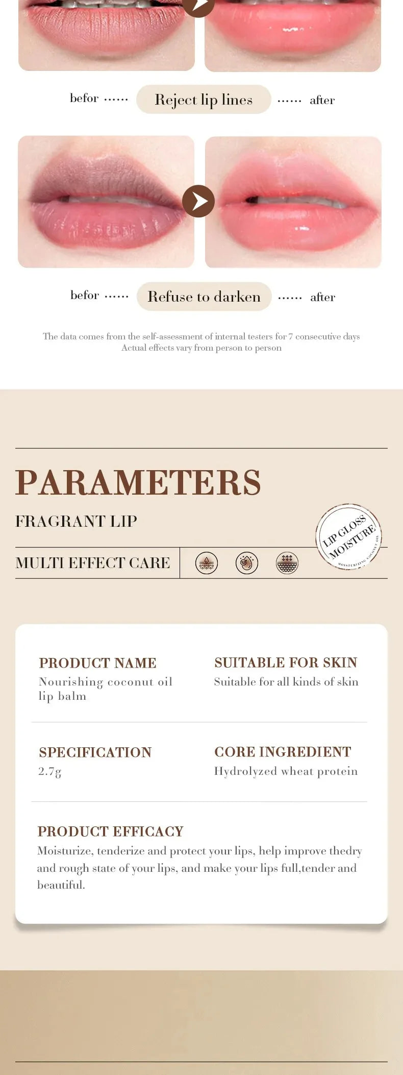 Coconut Moisturizing Lip Balm Anti-Dry Hydrating Removing Lip Wrinkles Dead Skin Lip Care Lasting Nourishment for Men Women