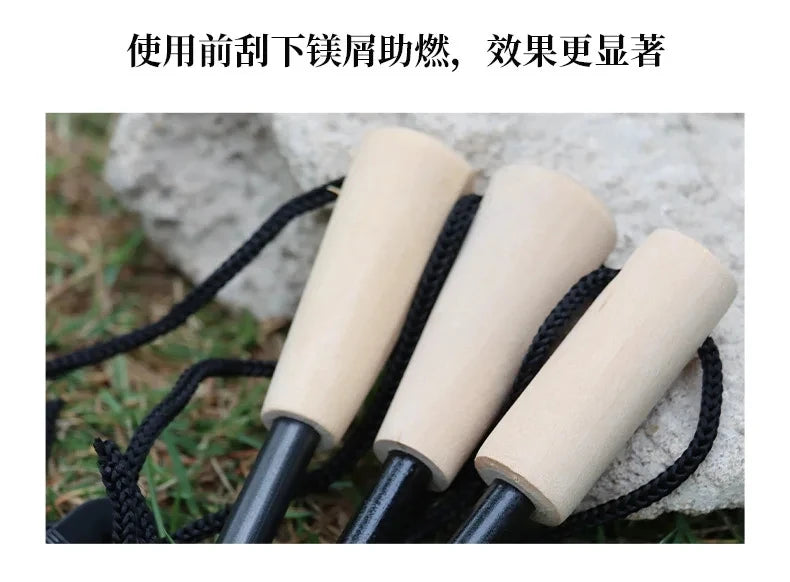 Outdoor flint camping equipment, wilderness survival tools, firearms, round wooden handles, torches, cigarette accessories tool