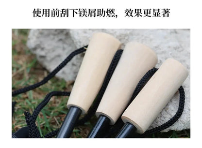 Outdoor flint camping equipment, wilderness survival tools, firearms, round wooden handles, torches, cigarette accessories tool