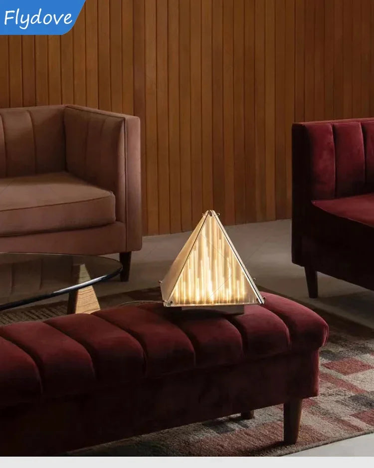 Bedroom Bedside Decorative Art Lamp Pyramid Living Room Floor Lamp Designer Light and Shadow Study Atmosphere Glass Desk Lamp