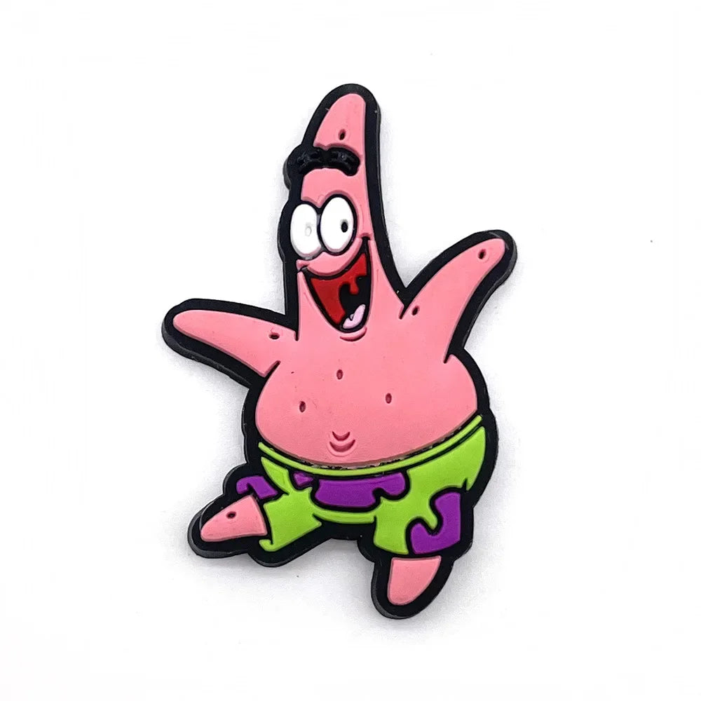 1pcs SpongeBob Shoe Buckle Anime Patrick Star Crocs Charms Cartoon Crocs Accessories Sandals Decorate Kids Party X-mas Gifts