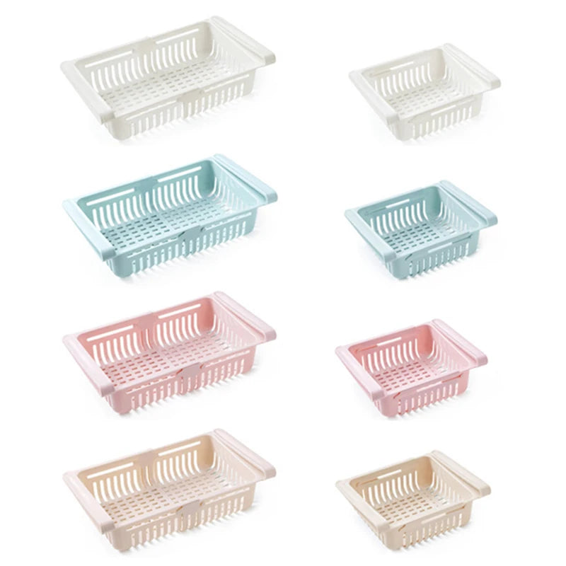 Fridge Organizer Storage Drawer Telescopic Plastic Fruit Vegetable Storage Boxes Kitchen Egg Food Refrigerator Storage Basket
