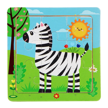 3D Puzzles Cartoon Animals Wooden Montessori Game Kids Cognitive Jigsaw Puzzle Baby Toys Educational Toys for Children Toddler