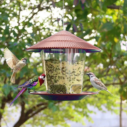 Bird Feeder Automatic Hanging Outdoor Garden Gazebo Wild Bird Feeding Container With Hang Rope House Decor Pet Supplies