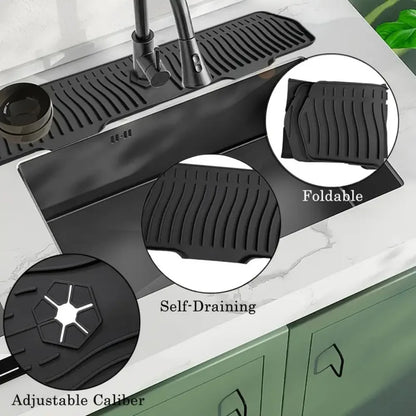 24/29.5inch Kitchen Sink Splash Guard,Silicone Draining Mat for Sink,Sink Protectors for Kitchen Sink Mat, Splash Guard Kitchen