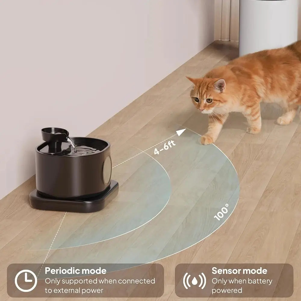 95 oz/2.8L Cordless Cat Water Fountain 5200mAh Rechargeable Battery Powered Pet Water Feeder Silent Pump Live Water Circulation