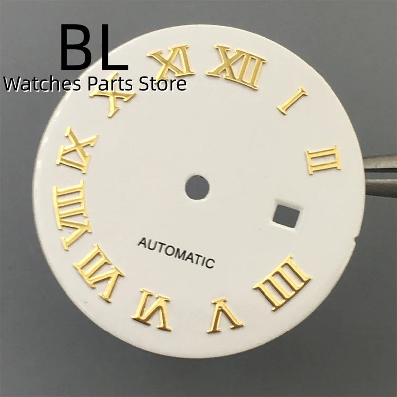 BLIGER 24.5mm Watch Dial Hand Set Sunburst Gray Rose White Mother Pearl Dial Roman Diamond Index Fit NH05 Movement Women Watches