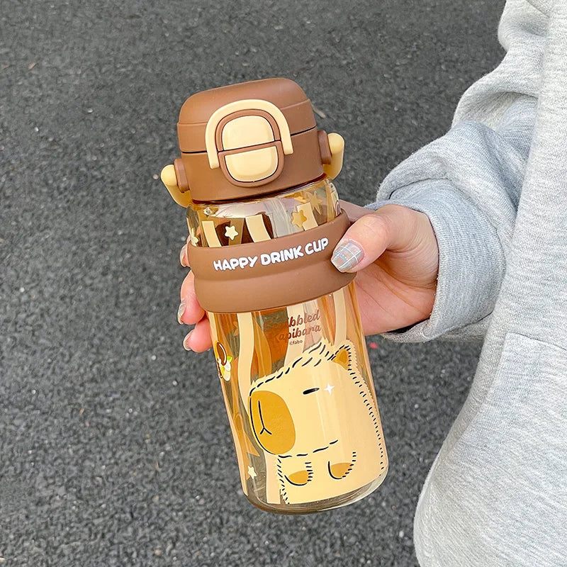 620ml Cute Water Bottle with Straw &Handle,Leakproof, Portable for Fitness & Outdoor Activities,Portable Sports Water Bottle for