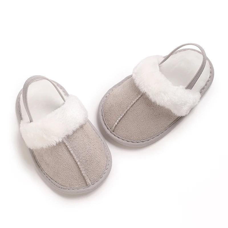 Cute Slippers for Babies Aged 0-18 Months, Suitable for Autumn And, Featuring Plush Lining for Warmth, Soft Soles for Comfort, A