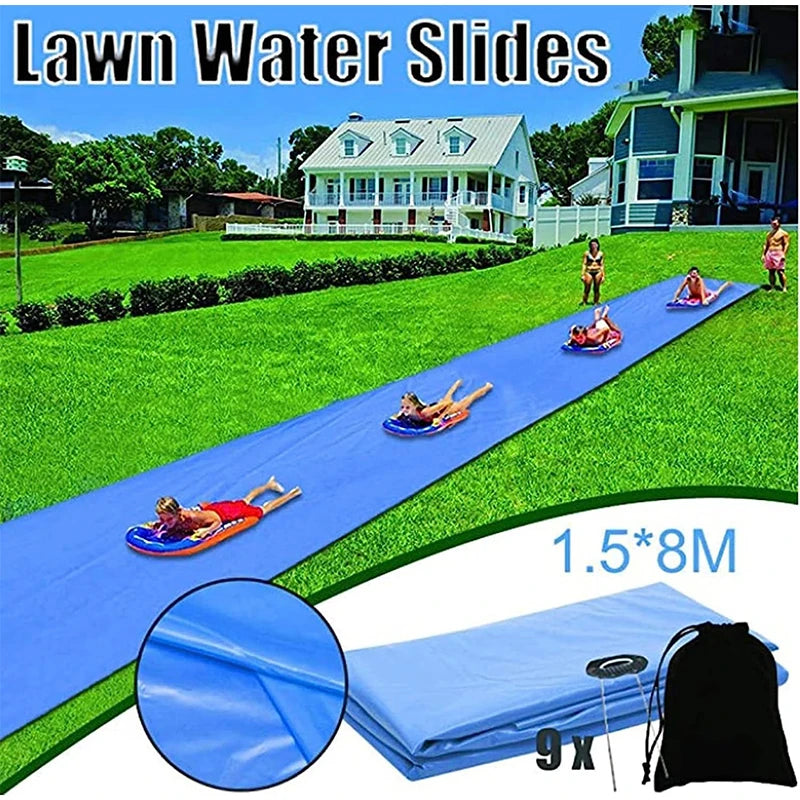 8M Lawn Slip Water Slide Heavy Duty Slip Slide Tarp Waterproof Slip Waterslides Outdoor Backyard Lawn Summer Party Water Games