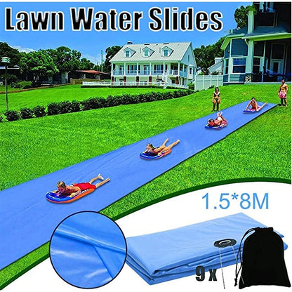 8M Lawn Slip Water Slide Heavy Duty Slip Slide Tarp Waterproof Slip Waterslides Outdoor Backyard Lawn Summer Party Water Games