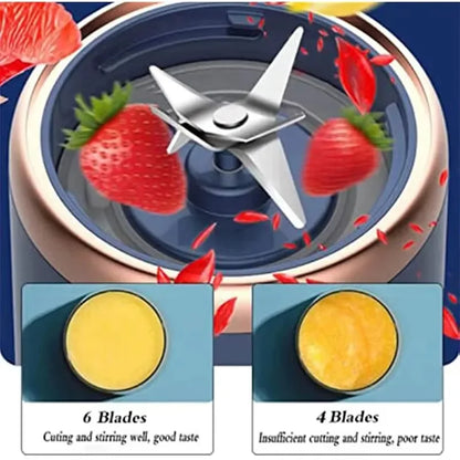 Multifunction 2 Cups Portable Fruit Juicer Blender 6 Blade Juice Mixer Mini Ice Blender USB Charging Wireless Juice Extractor