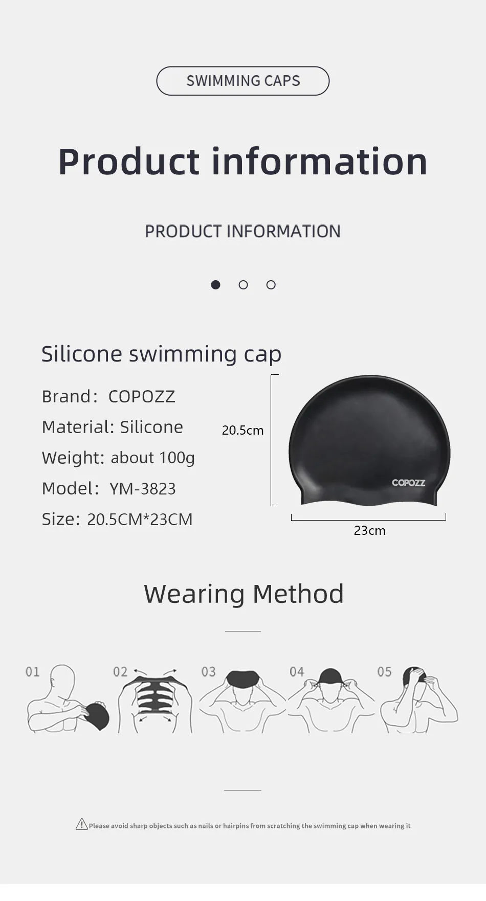 Copozz Men Elastic Swimming Hat  Large Size Swimming Wear Professional Adults Waterproof Swimming Hat Silicone Swimming Caps