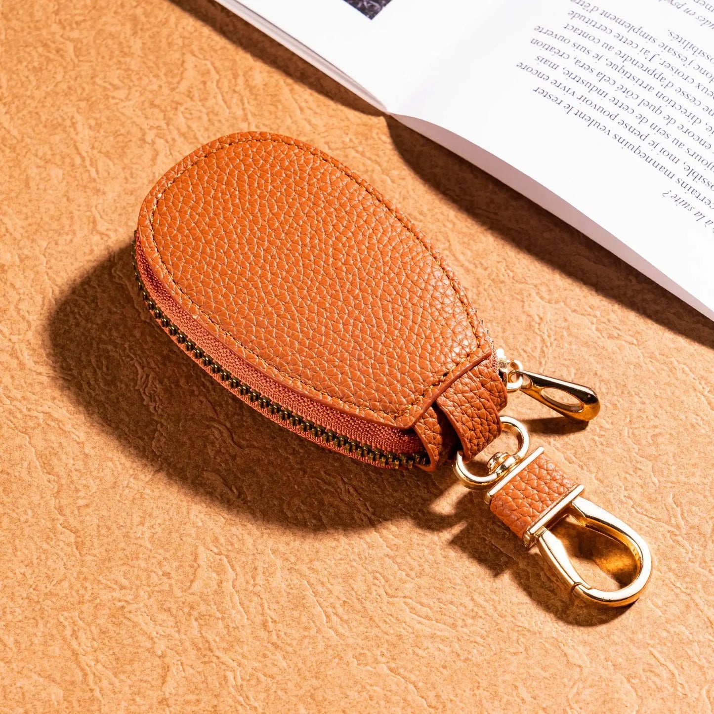 Unisex PU Leather Key Case for Car Key Wallet Pocket Key Holder Organizer Pouch Key Organizer Large Capacity Zipper Key Bag