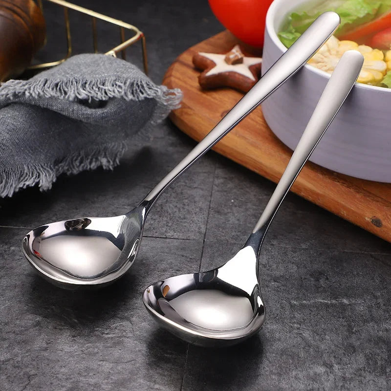 1pc Stainless Steel Thickening Spoon Creative Long Handle Durable Hotel Hot Pot Spoon Soup Ladle Home Kitchen Essential Tools