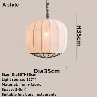 Japanese Lantern Lamp Modern Fabric Pendant Lamp For Living Room Homestays Corridors Staircase Decorative LED Cloth Hanging Lamp