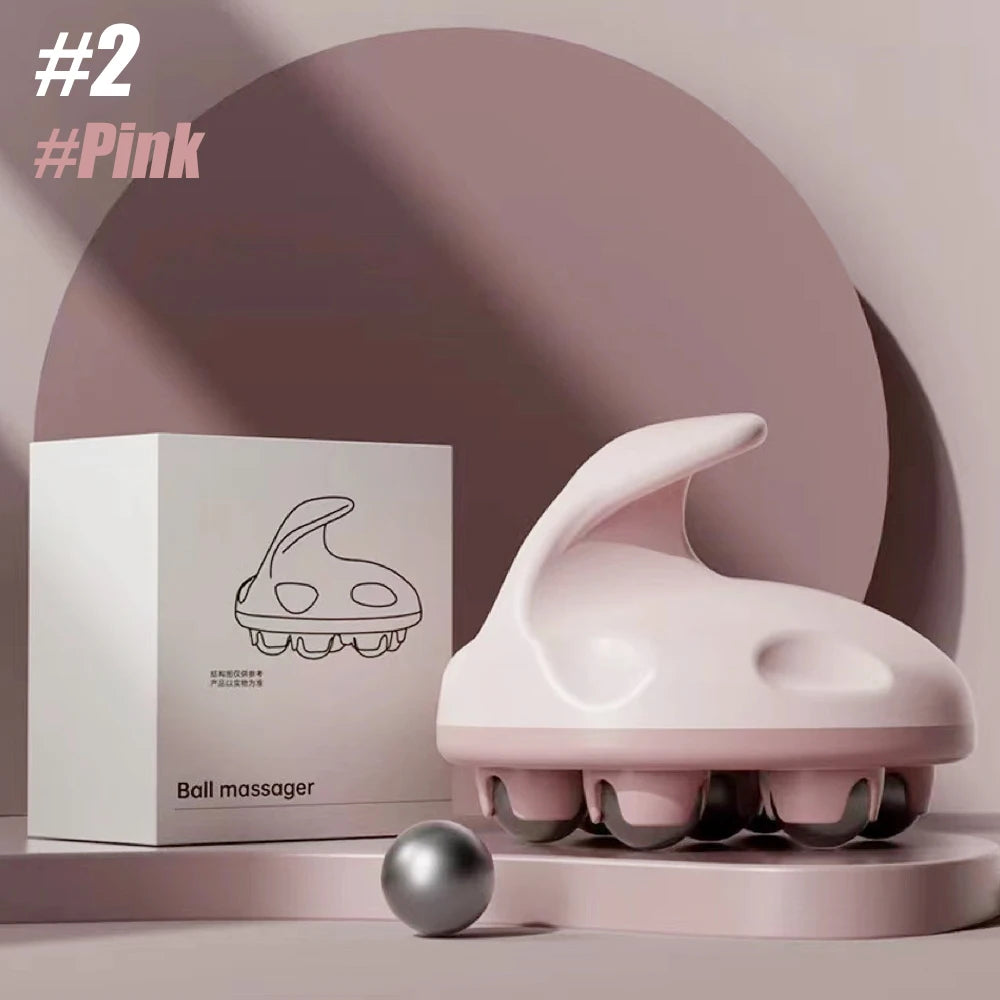 Hand Roller Massager for Cellulite Massage,Deep Tissue Massage Ball for Back,Neck,Foot,Shoulder,with 7 360-degree Metal Roller