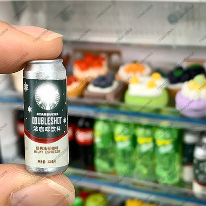 Miniature Shop Furniture Fridge Freezer Shelf Cool Drink Food Items Toy Mini Handcraft Dollhouse Simulation Scenario Display