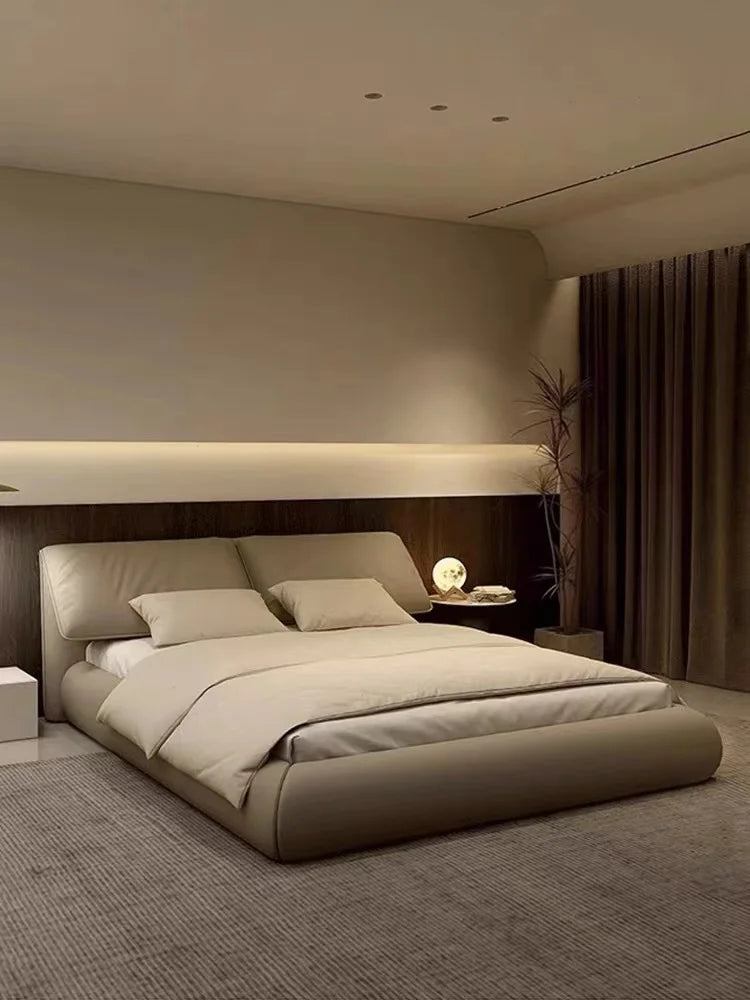 High End European Double Bed Headboard Glamorous Full Size Twin Bed Frame Luxury Platform Wood Cama Box Casal Nordic Furniture