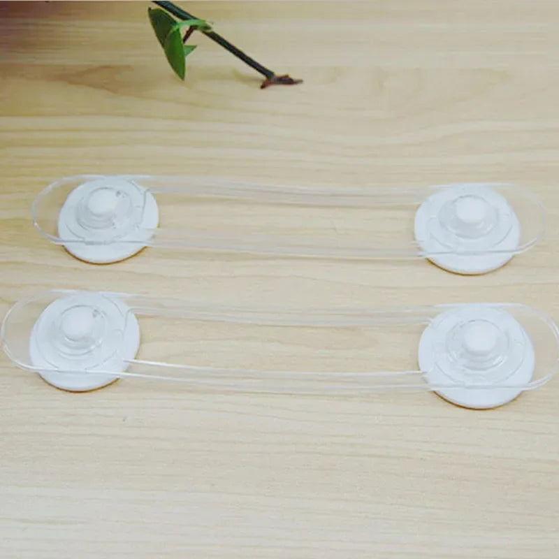 2Pcs Transparent Drawer Door Cabinet Cupboard Safety Locks Baby Kids Safety Care Plastic Locks Straps Infant Baby Protection