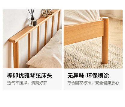 Solid wood bed 1.8 meters double  master bedroom Nordic room modern simple single bed 1.2m 1.5m