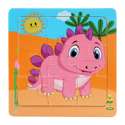 Plane Puzzles Cartoon Animals Wooden Montessori Game Kids Cognitive Jigsaw Puzzle Baby-Toy Educational Toys for Children Toddler
