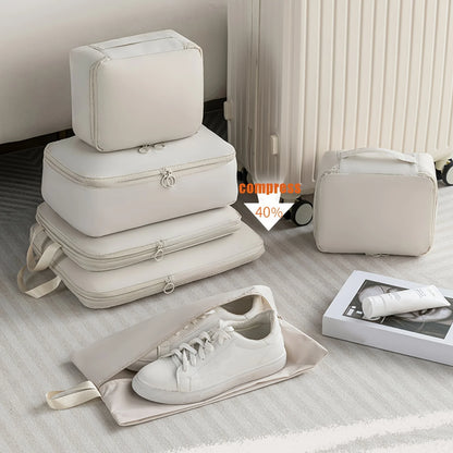 6 compressed packaging cubes - durable, easy to clean, lightweight travel storage box for luggage and clothing sorting, manual o