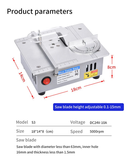 Mini Table Saw for Model Making and Crafts Compact Table Saw Benchtop Saw DIY Bench Saw Desktop Cutting Tool Hobby Saw