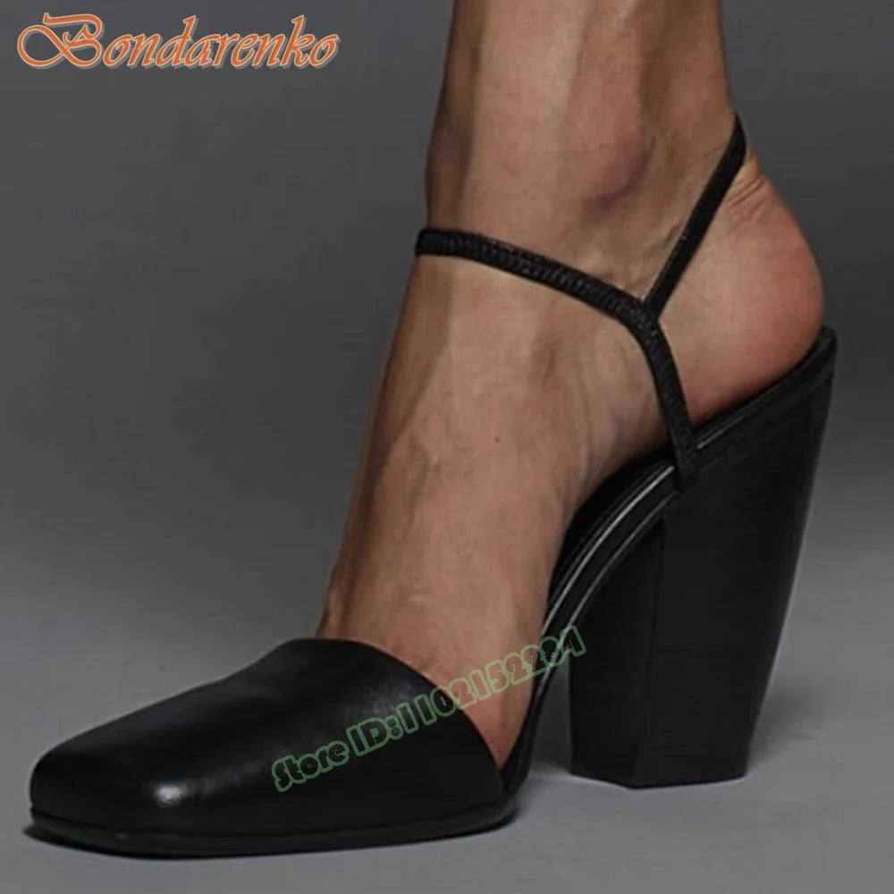 Chunky High Heels Sandals Pump Square Toe Solid Elastic Straps Sandals Women New Style Shoes Summer Party Casual Designer Sexy