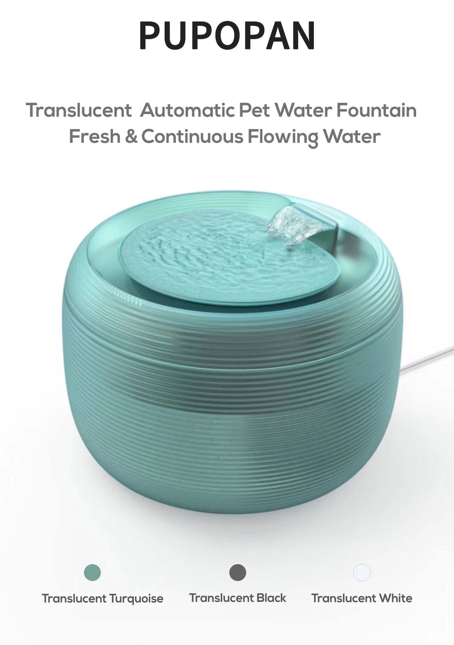 2.5L Extremely Quiet Cat Water Dispenser Pet Water Fountain for Cats and Dogs Built-in LED Light